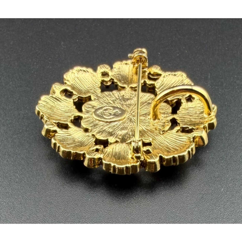 Premier Designs Treasure Brooch Pendant Multi Color Rhinestone Gold Tone Ornate - Picture 7 of 8